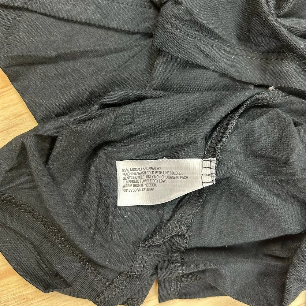 Auden NEW L V-Neck Cloud Knit Sleepwear Short Sleeve Tee‎ Top Black Women